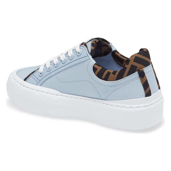 Fendi Force Sky Blue Canvas White Platform FF Logo Low Top Trainer Sneaker 35.5 - Picture 8 of 12